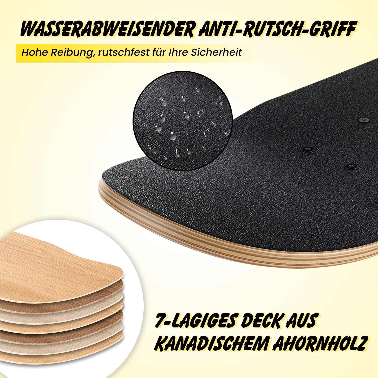 FANTASK Deskorolka dla początkujących, Cruiser z łożyskami kulkowymi ABEC-7, 7-warstwowa longboard dla dzieci, młodzieży, dorosłych (80 x 20 cm)