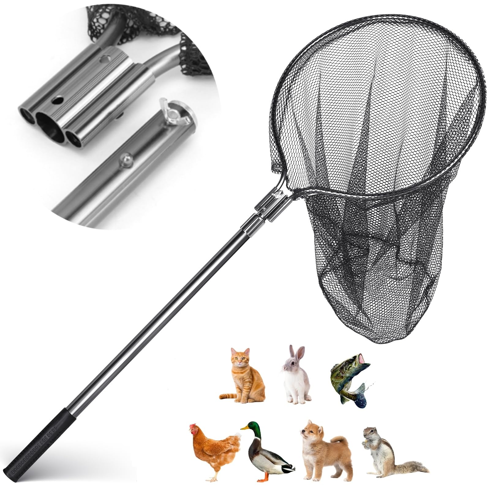 Photo 1 of AQWXC Catch Net, Small Animal Catcher Net for Chicken, Duck, Goose, Fish, Cat, Bird, Raccoon, Dog and Others(43"- 78" Handle with 20" Net Opening)