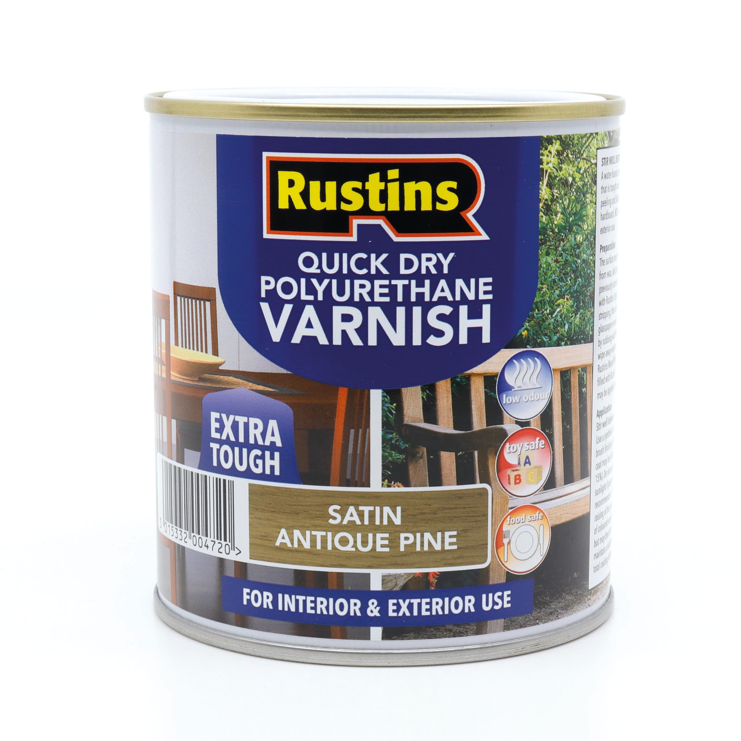 Rustins - Polyurethane Satin Varnish 500Ml - Antique Pine