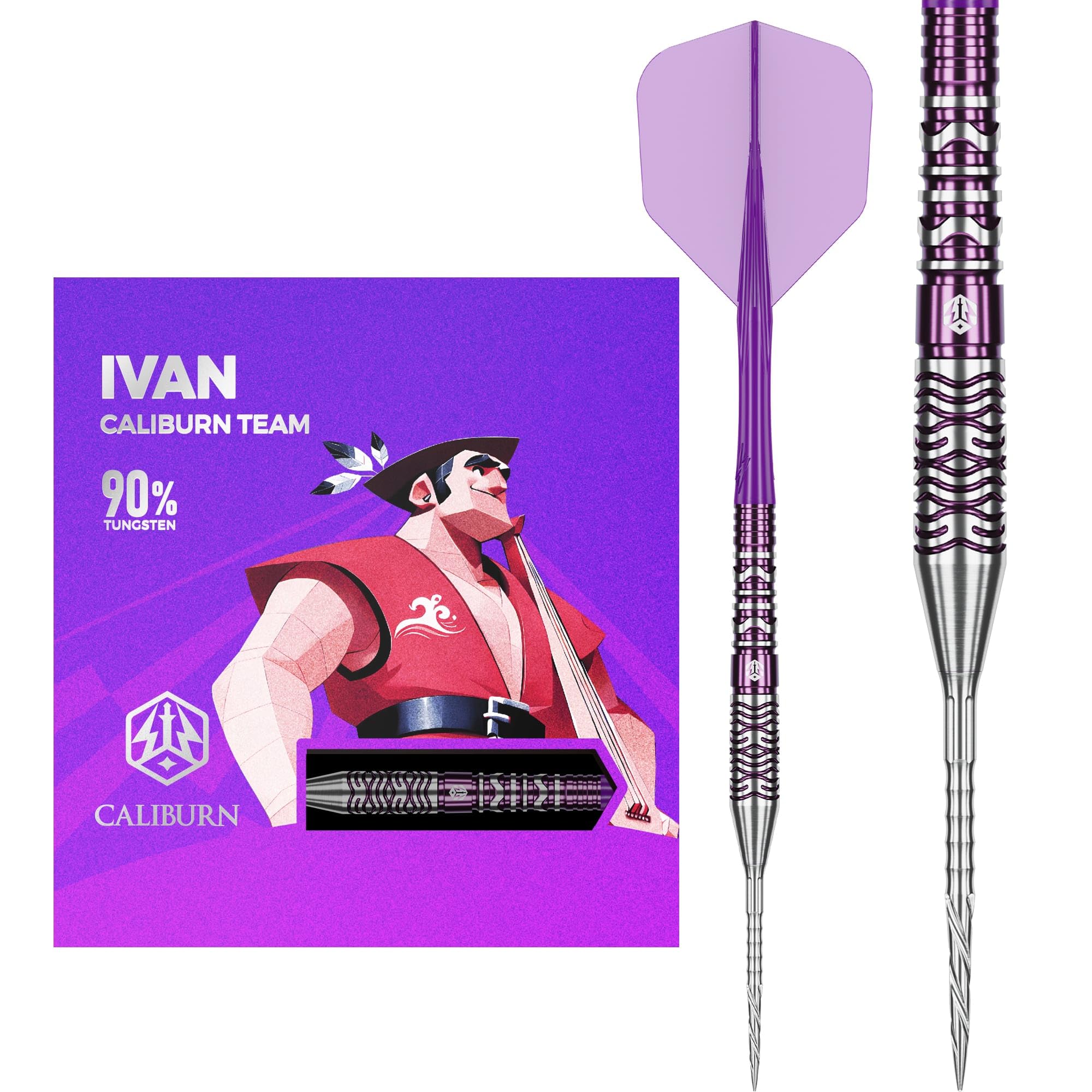 Caliburn | Awakening Steel Tip Darts | 90% Tungsten Professional Dart Set | Ivan | Precision Barrel Design | Multiple Weights Available (23, Grams)