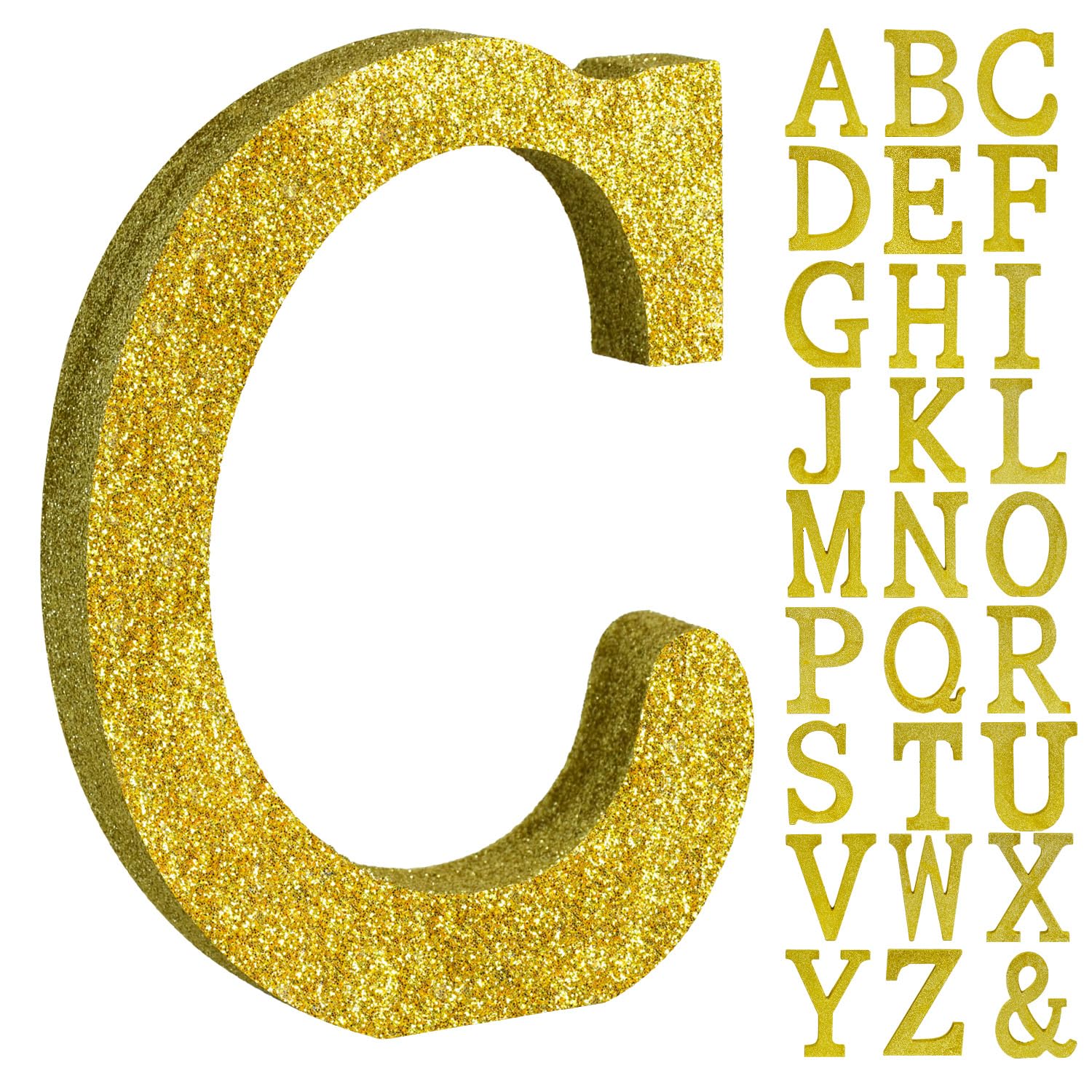 TONIFUL 8 Inch Gold Glitter Letter C Table Centerpiece A-Z Gold Birthday Party Decorations,Gold Alphabet C for Birthday,Chrismas,Graduation,Bridal Shower,Wedding,Anniversary Party Supplies