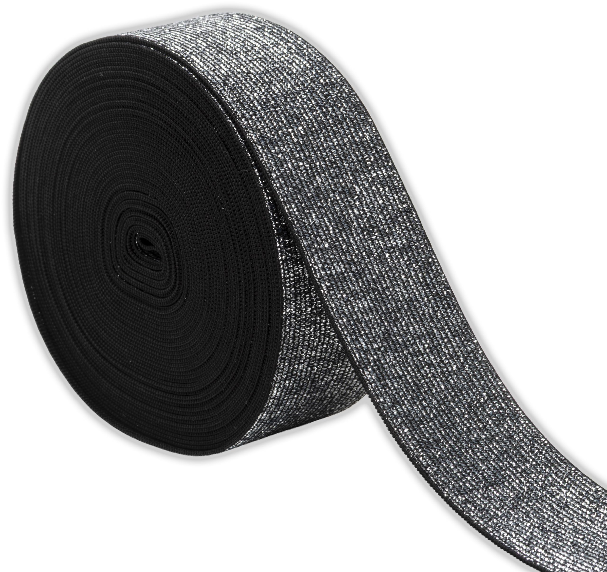 IPEA Lurex Elastic Cord for Sewing and Accessories – 10 Metres – Made in Italy – Elastic Tape 50 mm Shiny for Clothes, Skirts, Bags, Belts – Flat Elastic Sewing Tape – Silver