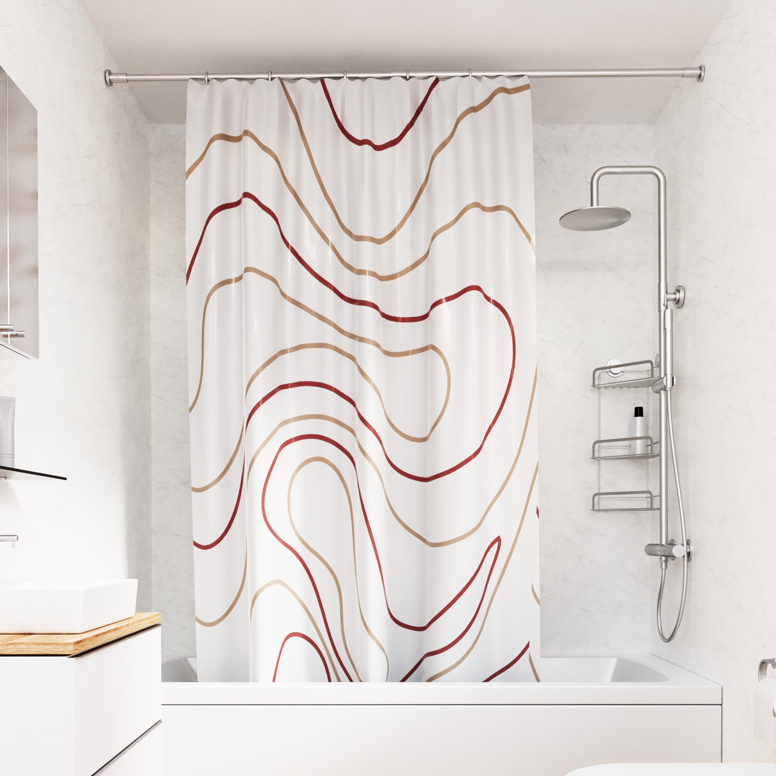 Croydex Pink Swirl Machine Washable Shower Curtain