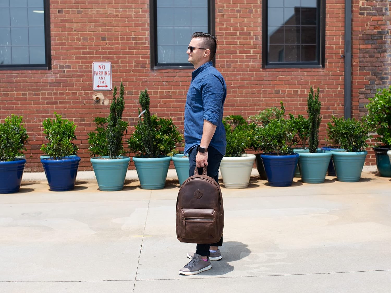 olpr. Leather Backpack Classic Laptop Vintage Daypack Weekend Travel Business Durable Carry On Rucksack Casual Bag - Image 5