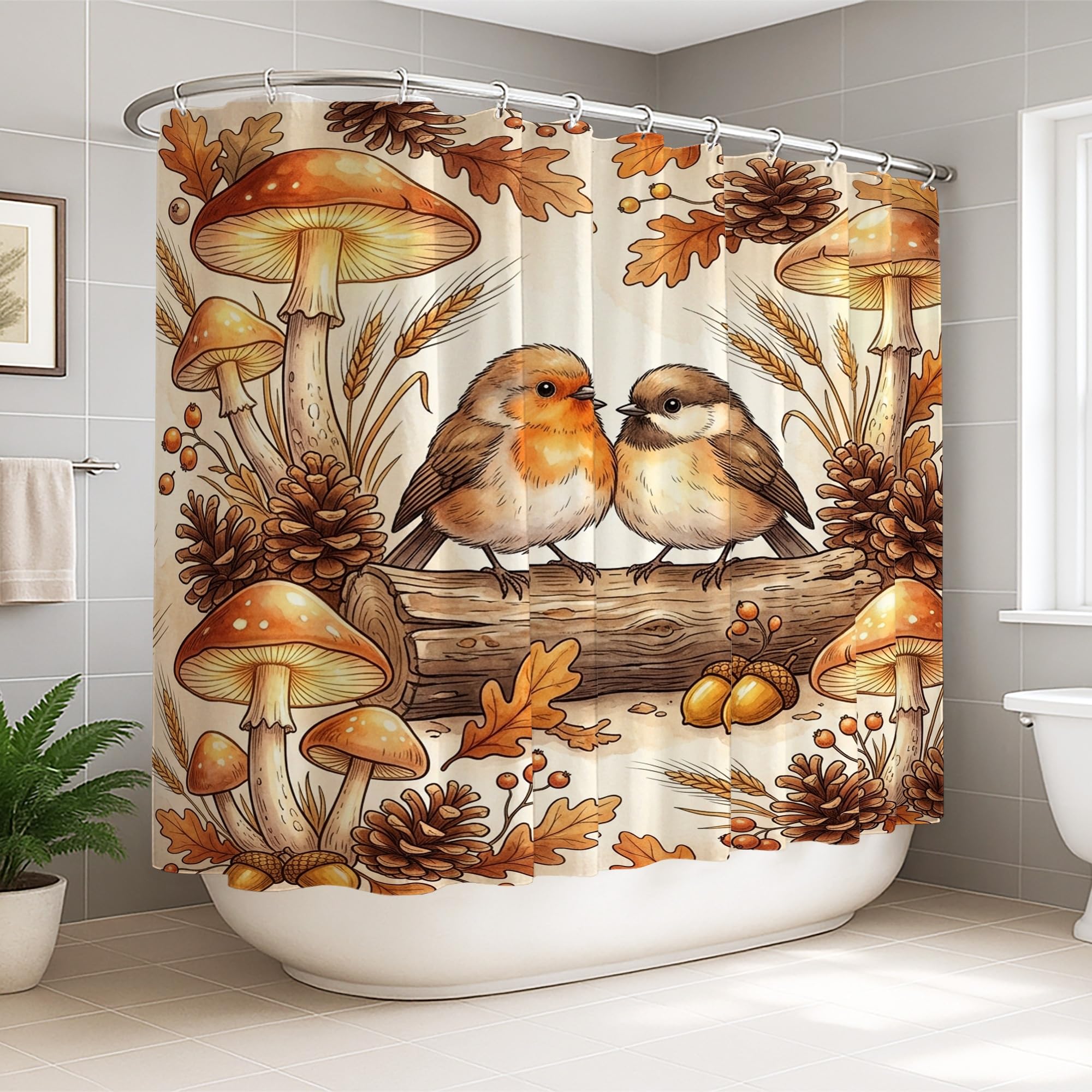 Rideau de douche motif oiseaux pour transformer votre salle de bain en forêt