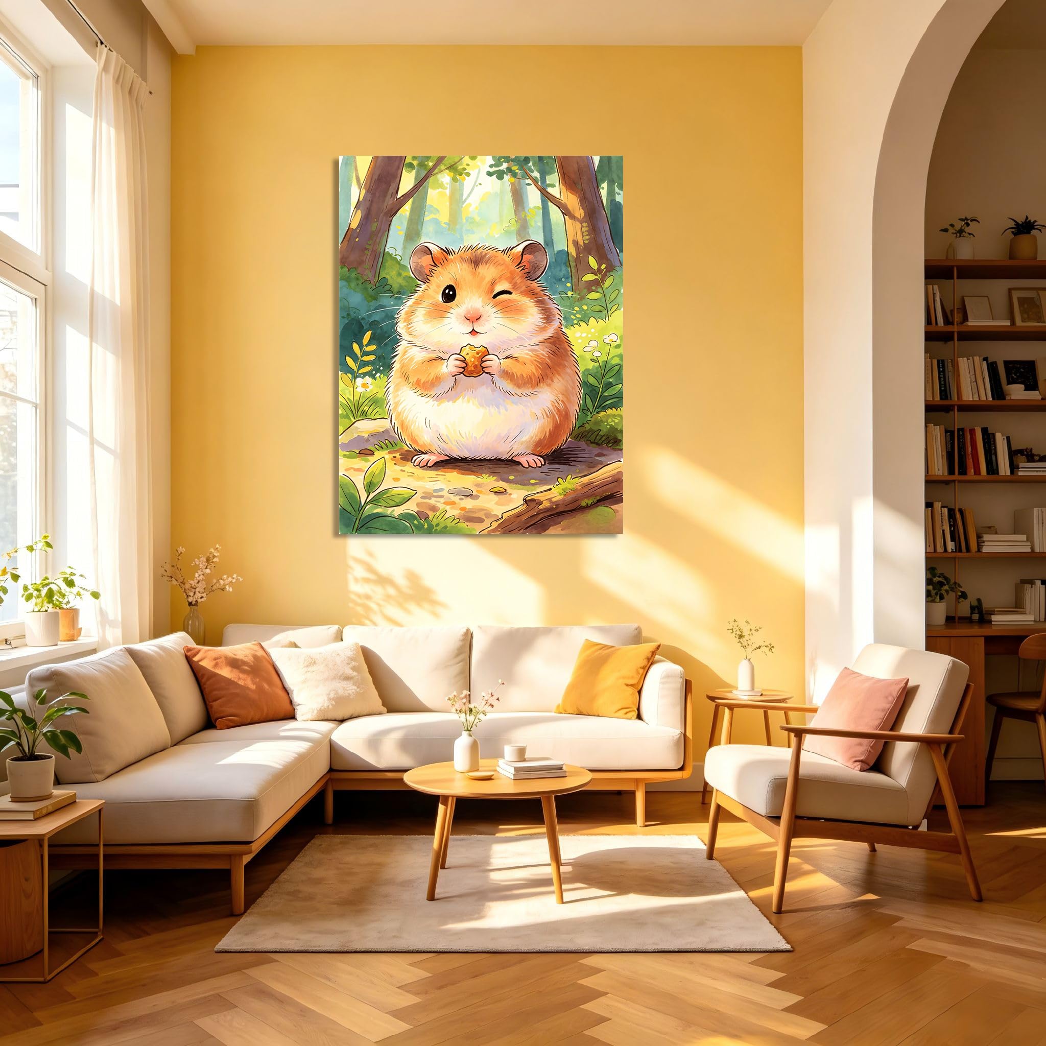 TNGHHSGA Cuentos de Aventuras de Zizi 43Cuadro en Lienzo de Hámster Adorable, Arte de Pared Infantil, Decoración para Habitación de Niños, Dormitorio y Guardería40x52cm Lienzo envuelto