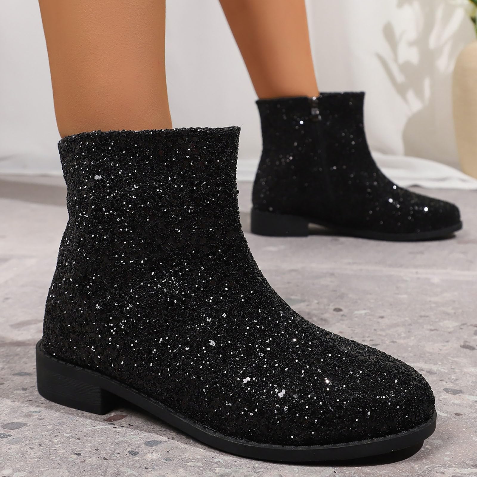 Generico Stivali Donna Antiscivolo Stivaletti con Cerniera Comodi Chic Stivaletto Robusti Caldi Leggero Versatili Stivali da Pioggia Autunno Inverno Stivaletti per Esterno Neve Giardino e Trekking