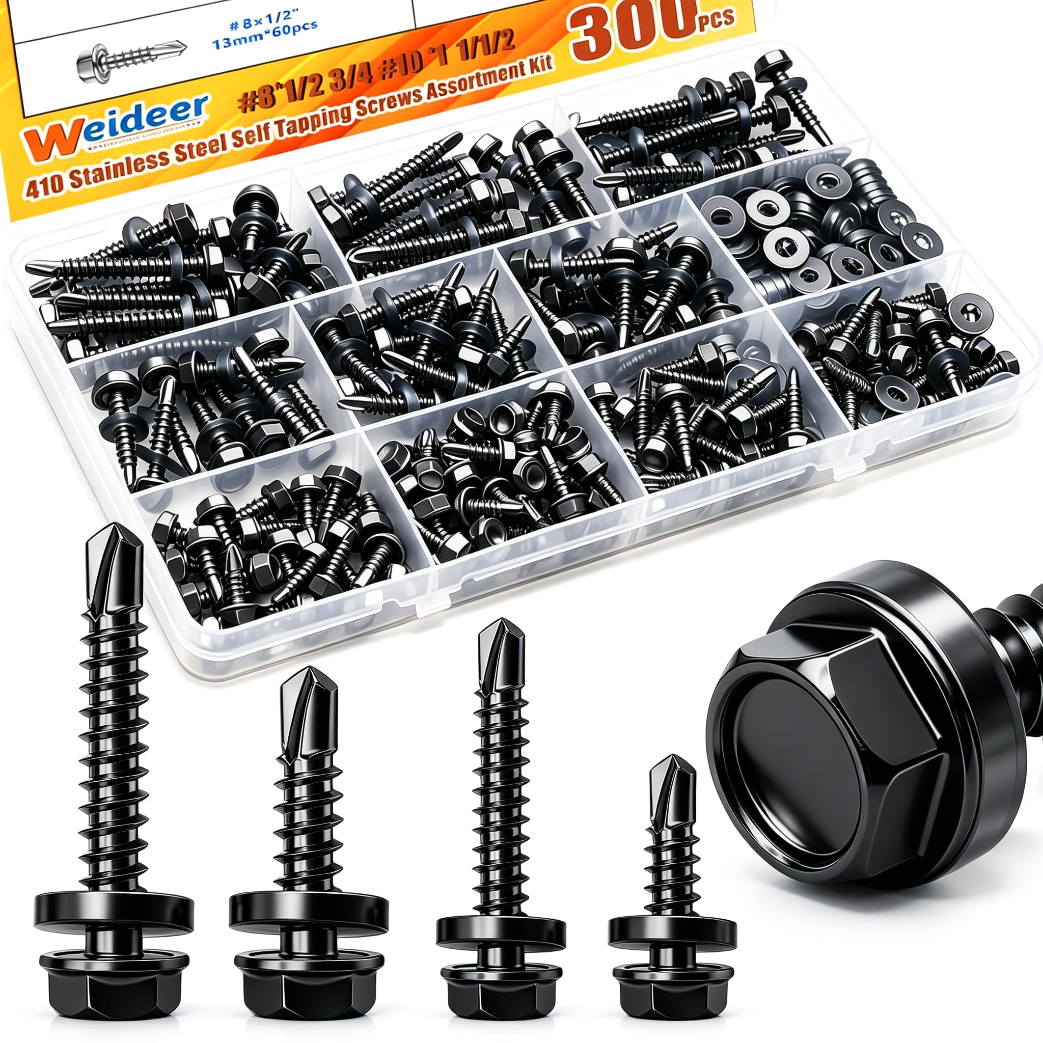 Self-Tapping Stainless Steel Screws - 250 Pack -19