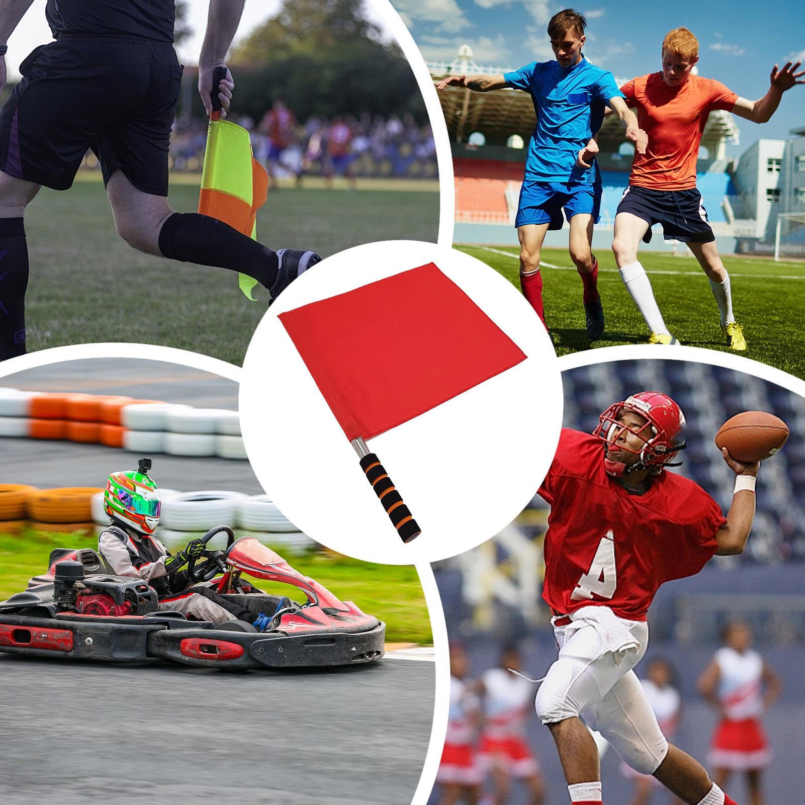 Lot De 2 Drapeaux D'arbitre – Drapeaux De Signalisation Officiels Rouges Pour Le Football, Les Terrains De Sport Et L'entraînement | Léger, Durable, Fabriqué En Métal, Éponge Et Tissu | Visible, Confo