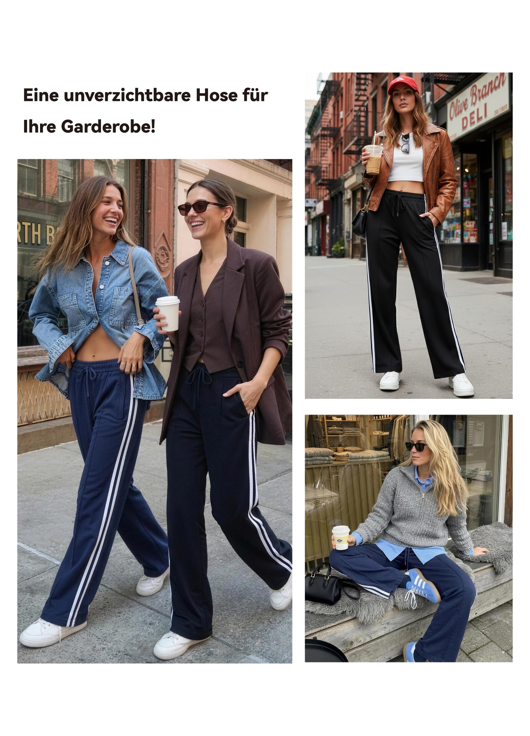 SAFORT Damen 71cm/76cm/81cm/86cm Jogginghose aus Baumwolle Sporthose weit Damen Freizeithose Sweathose Baggy mit Taschen für Alltag Causal