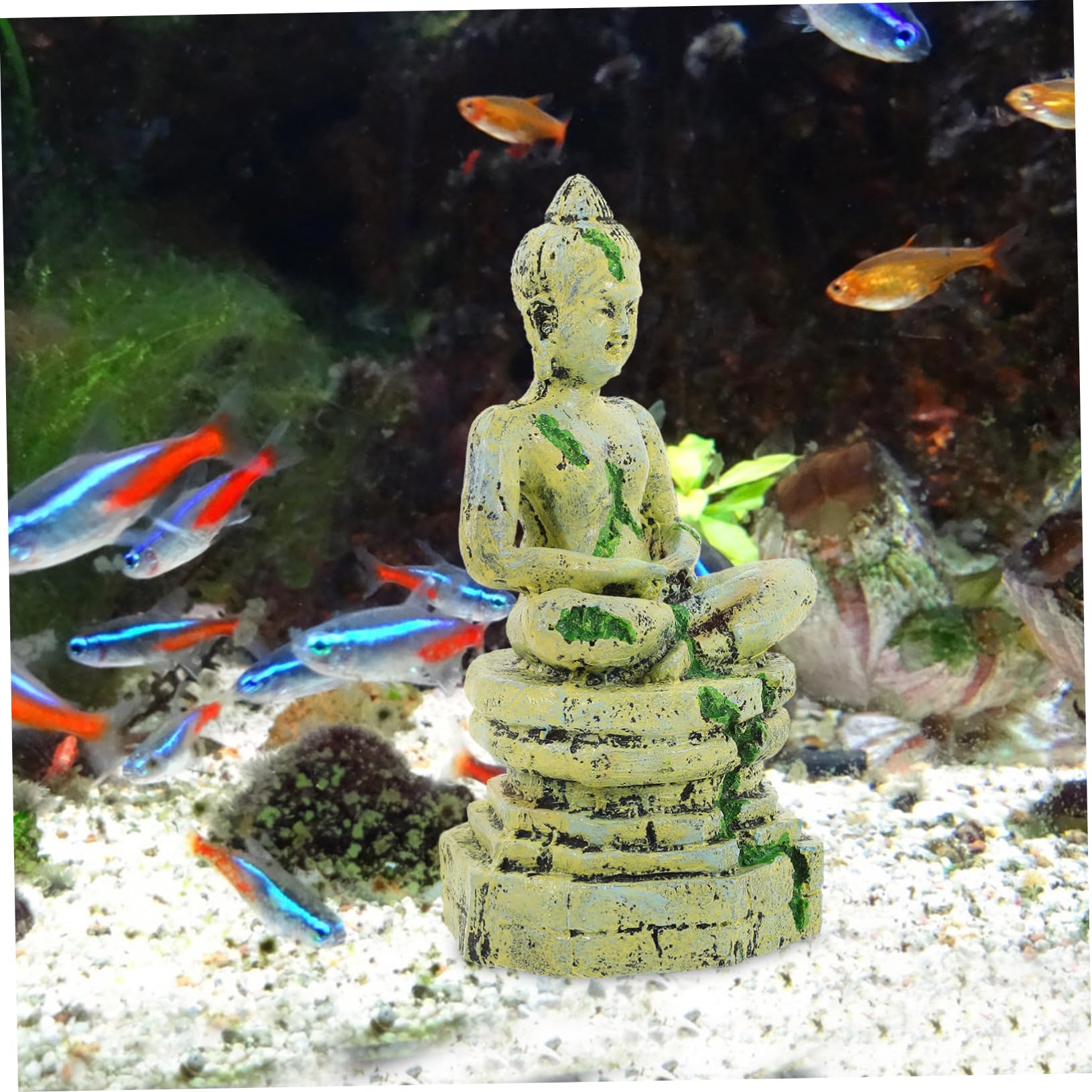 Toddmomy 2 Sitzender Buddha Aus Harz Für Aquarium Aquarium-versteckdekorationen Aquariumschmuck Fischverzierung Tank Aquarienlandschaftsdekoration Aquariumzubehör Led Fischaquarium