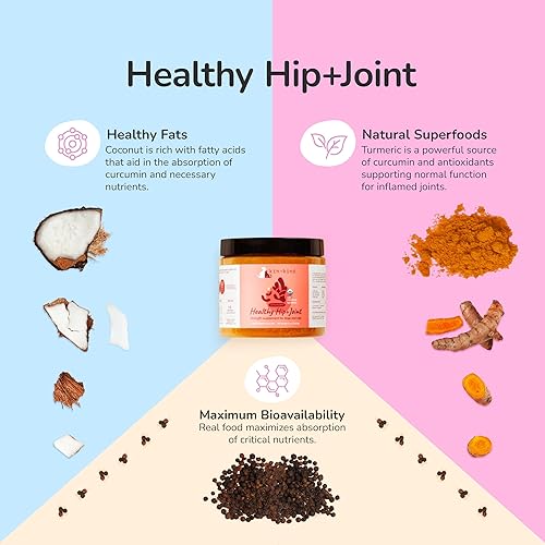 Miniatura 2 de kin+kind Hip+Suplemento para articulaciones para perros y gatos, fórmula natural formulada por veterinarios con cúrcuma orgánica, pimienta negra y