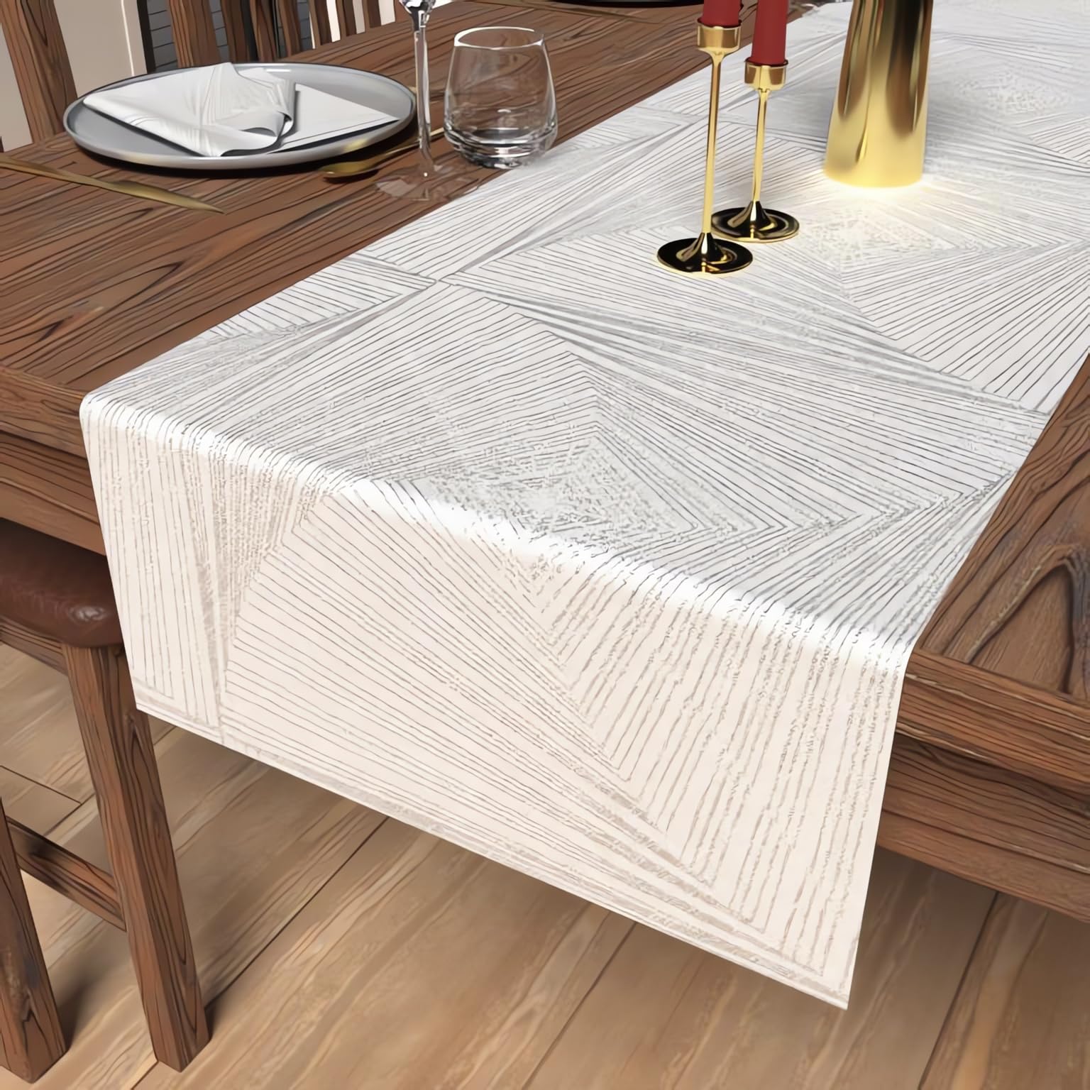 Soleil d'ocre, Luxury Table Runner 40 x 180 cm White