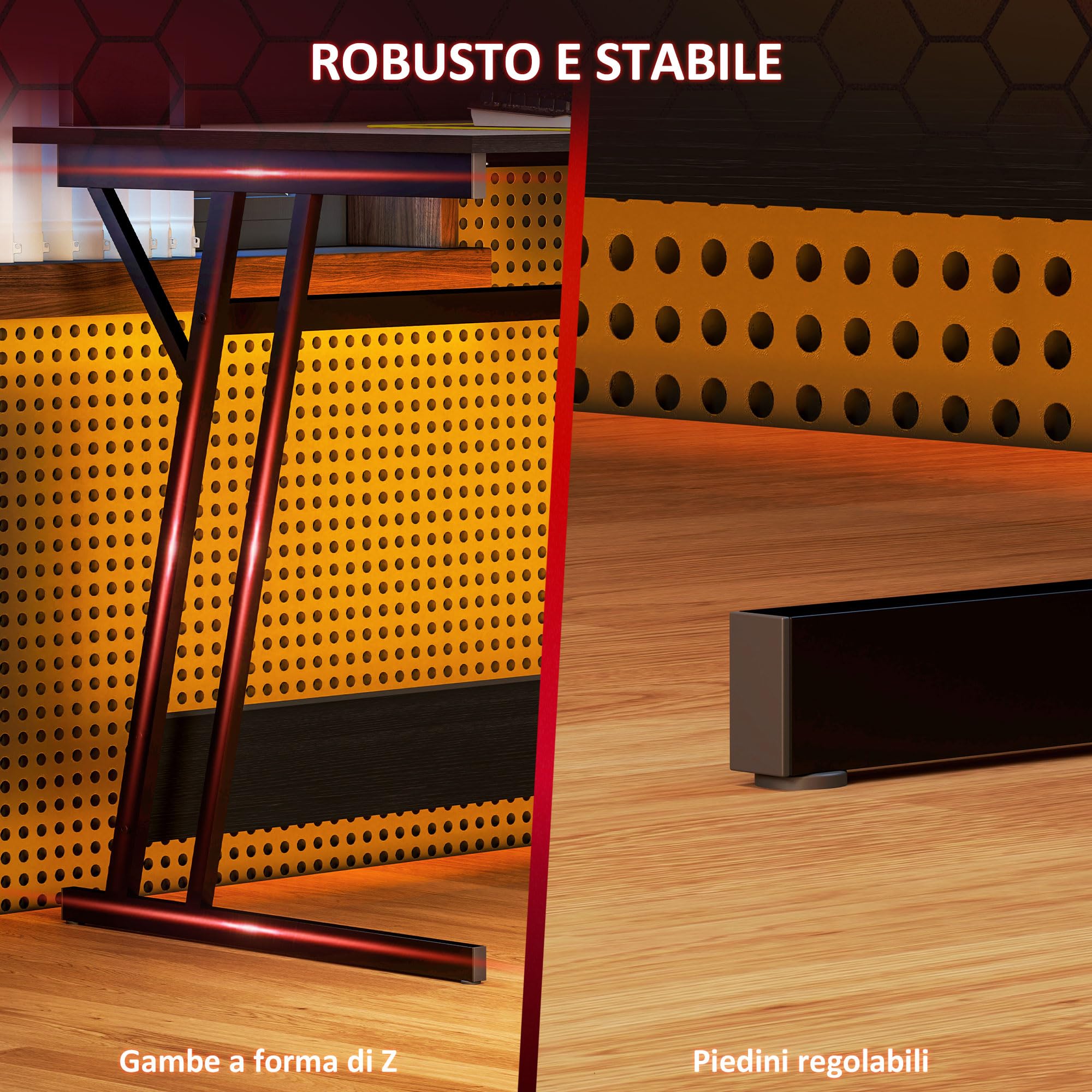 HOMCOM Scrivania Gaming con Luci LED e Supporto per Monitor, 100x60 cm Tavolo Gaming per Computer da 32 Pollici, Scrivania PC con USB, TYPE C e Telecomando per Ufficio, Studio e Casa, Nero