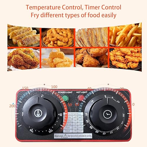 Miniatura 2 de Freidora de 5L 1300W con 3 cestas, Yangbowan freidora eléctrica para uso doméstico, con control de tiempo y temperatura, tapa de acero inoxidable