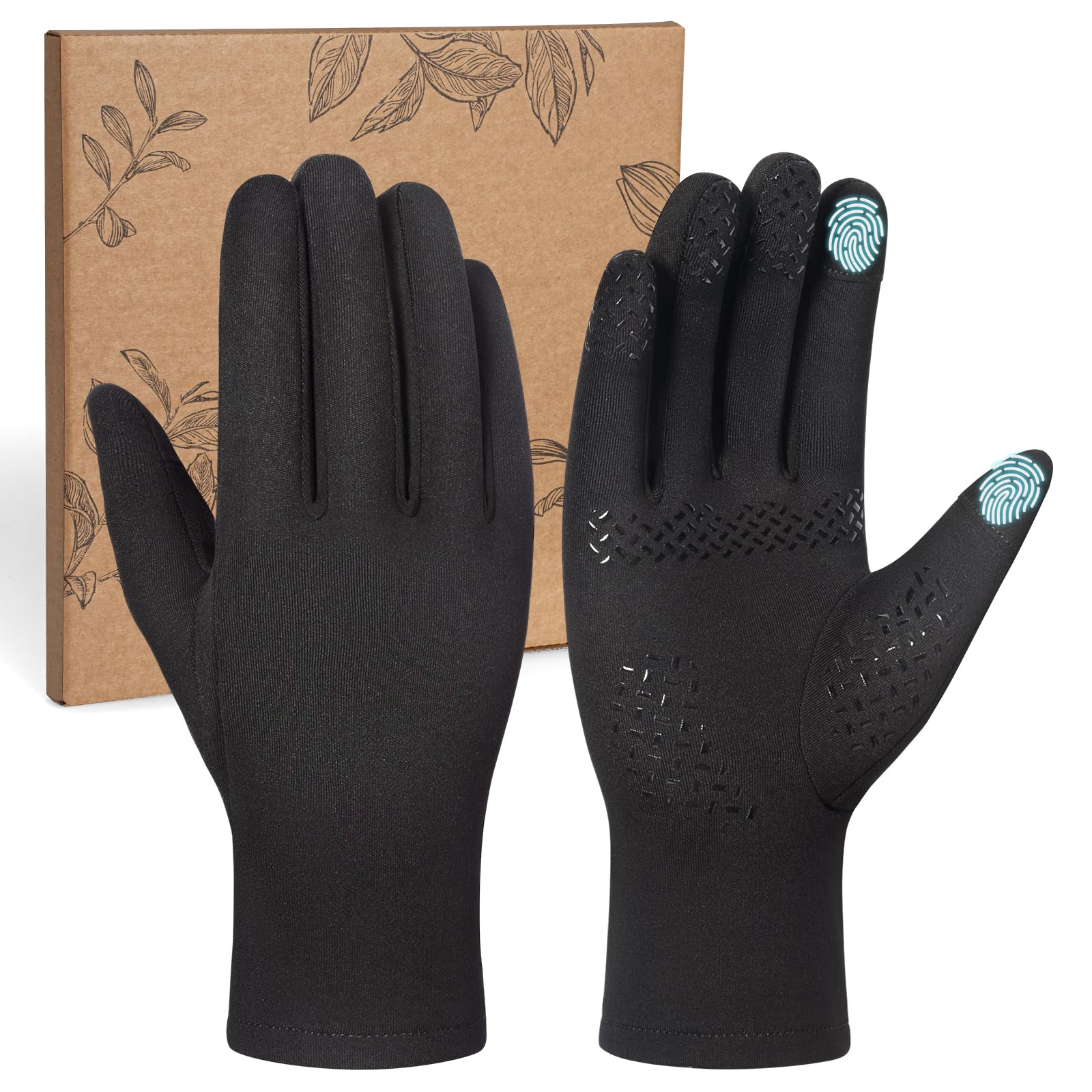 rigwarl glove liners men women touchscreen lightweight running gloves with anti-slip strips windproof ski glove liners