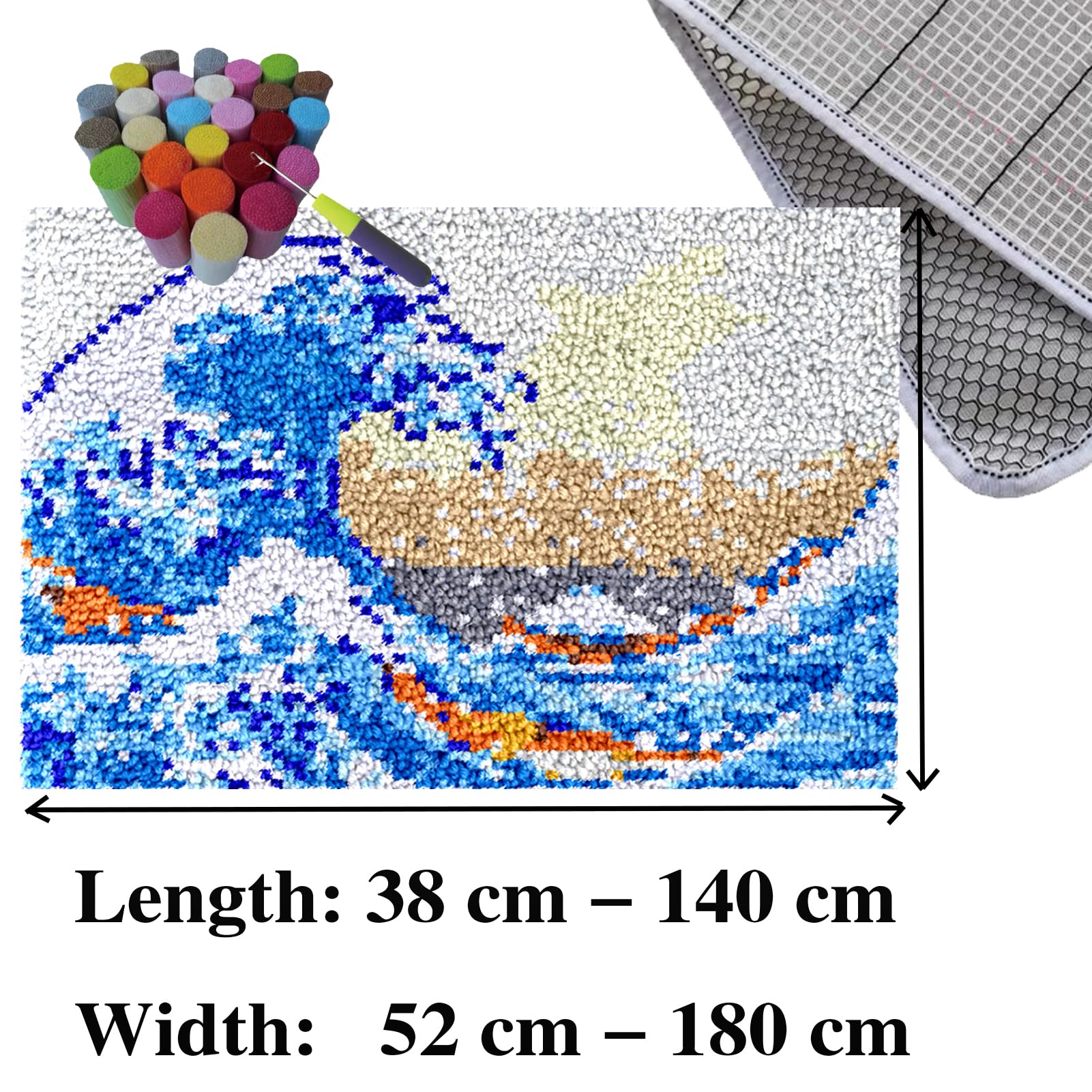 Kit Gancio di Chiusura Tappeto, Kit da Ricamo Tappeto Fai da Te Fare, Tappeto per Uncinetto Latch Hook Rug Kit per Adulti, Kit per Fabbricare Tappeti a Punto Croce, per Decorazione Casa 61 x 87 cm