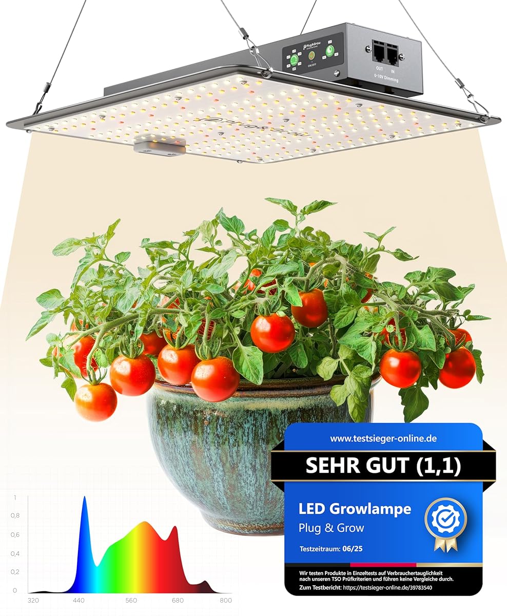 NEU Grow Lampe LED Vollspektrum mit integriertem Timer I 120W Pflanzenlampe für Growbox I Daisy-Chain bis 50 Lampen I Zimmerpflanzen Growlampe von Plug & Grow