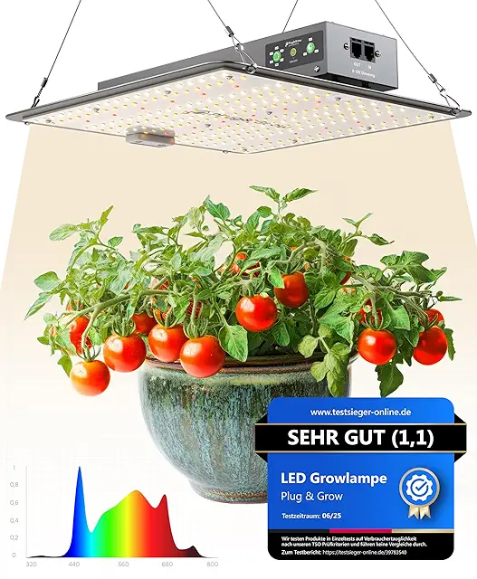 NEU Grow Lampe LED Vollspektrum 120W mit Timer - Daisy-Chain bis 50 Lampen