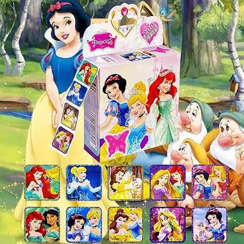 Miniatura 3 de Paquete de 2 calcomanías de princesa de Disney princesa para niños en 10 diseños 400 calcomanías autoadhesivas para laptop botella de agua teléfono