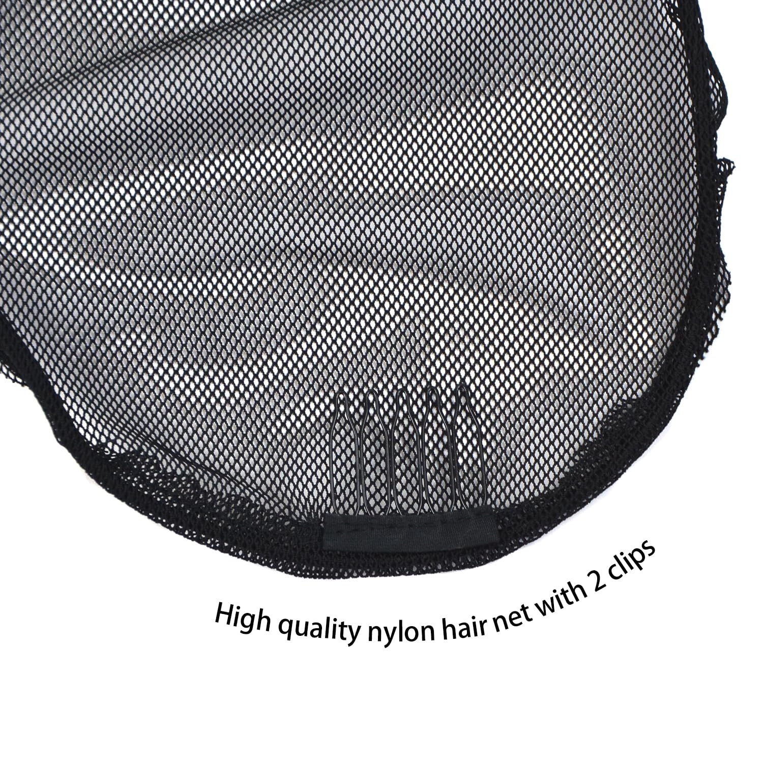 3 Pcs Black Round Weaving Net Cap Elastic Drawstring Ponytail Hair Net with Clips for Making Wigs And Afro Puff Hair Bun - Image 4