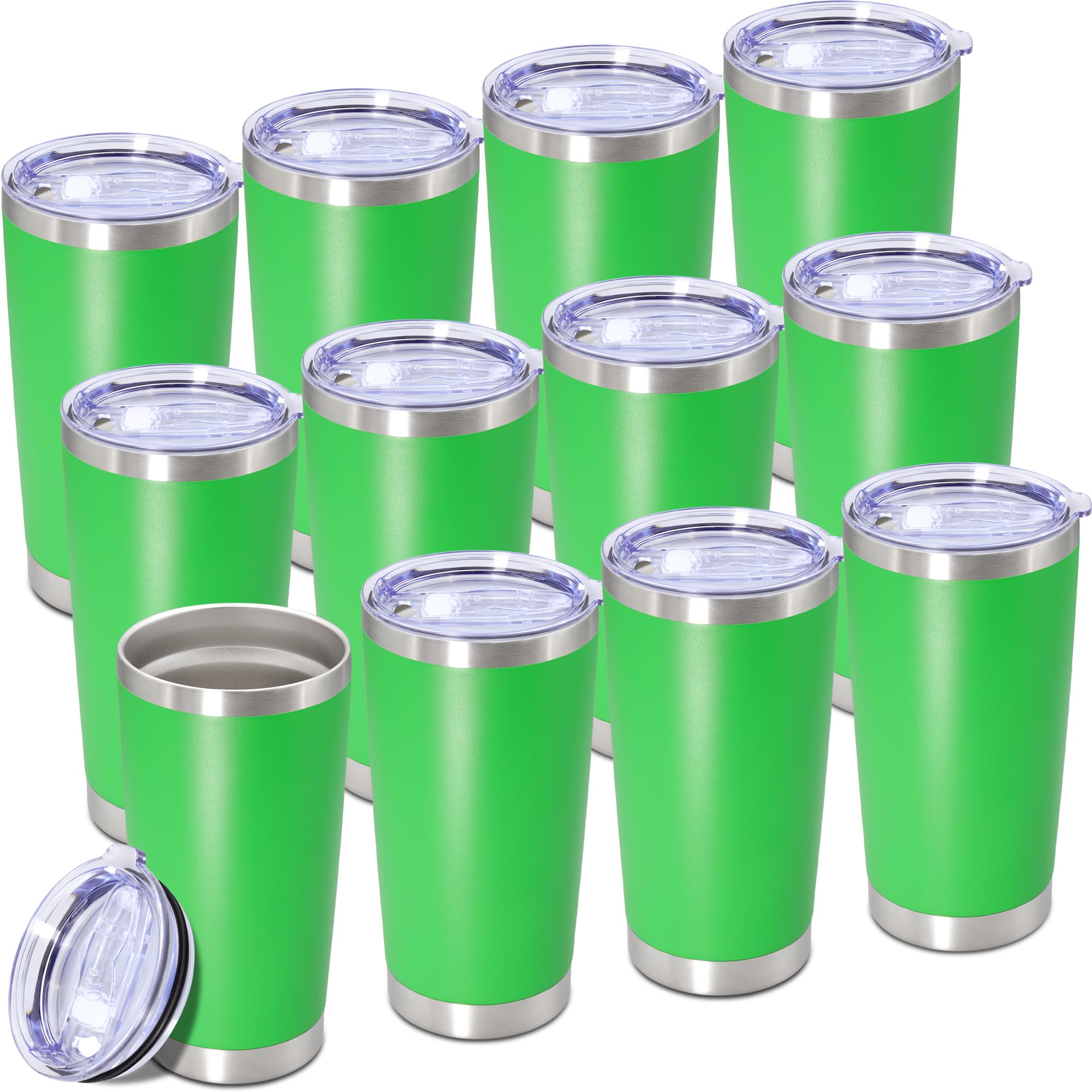 20oz Tumbler Insulated Tumblers Vacuum Coffee Mug with Lid Green 12Pack