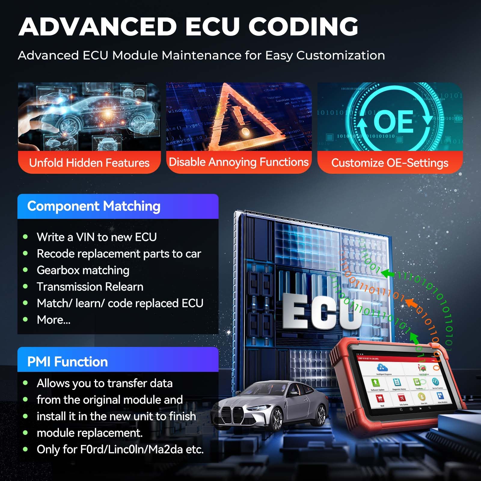 Launch X431 CRP919X BT OBD2 Herramienta de Diagnóstico Bidireccional con 45 + Servicio, Escáner de Diagnóstico de Nivel OE, Prueba Activa, CANFD&DOIP, Codificación ECU