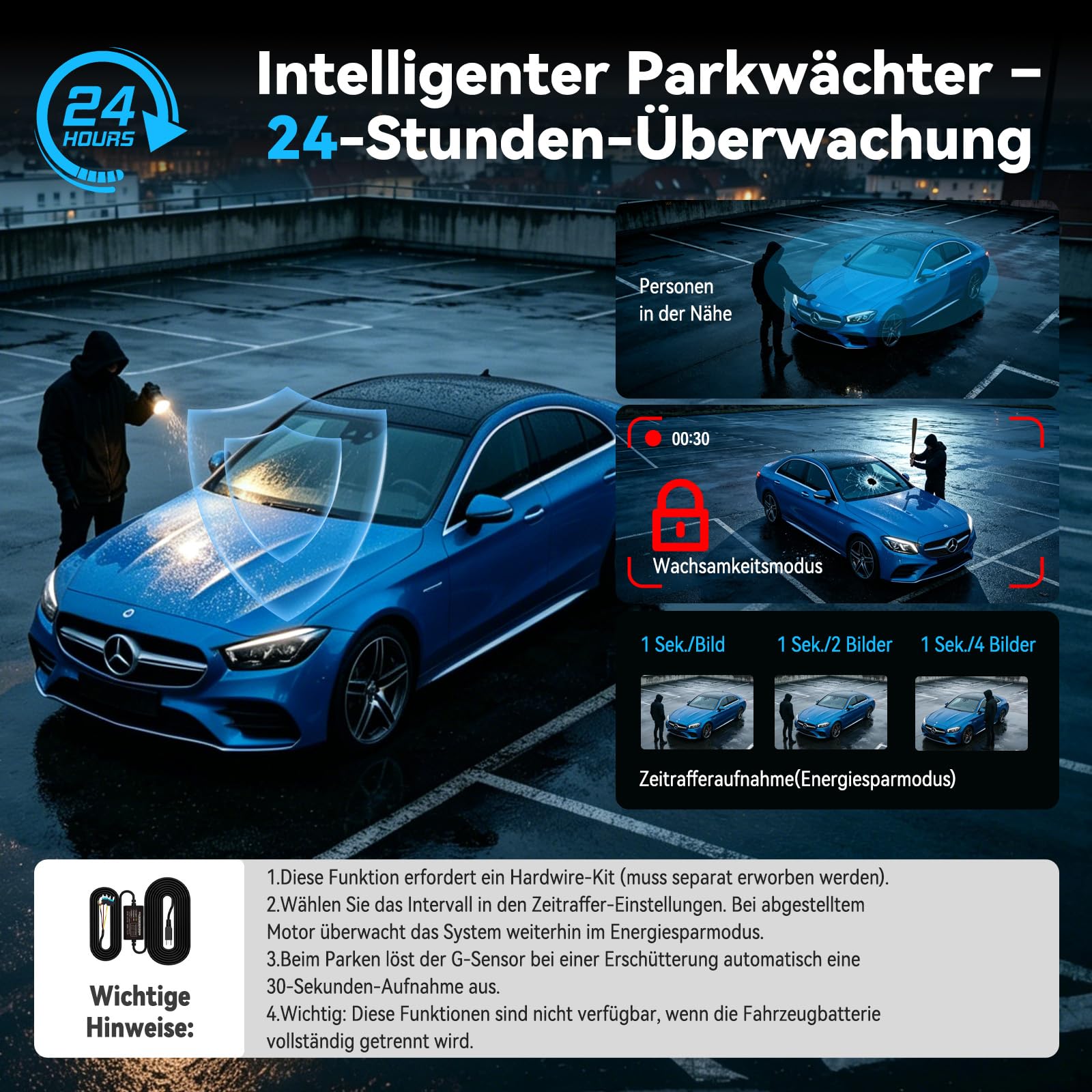 4k Dashcam Auto Vorne Hinten mit 5 Zoll Großes IPS Touch Display | 4 Kanal Dash Cam Auto Kamera 360°-Überwachung,Kostenlose 64GB-Karte,WDR-Nachtsicht,G-Sensor,24/7 Parkmodus,Loop-Aufnahme,App