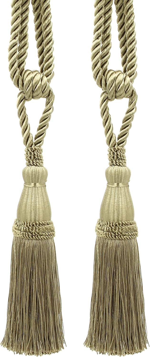 DÉCOPRO Elegant Lustrous Curtain Tassel Tieback Tassel Length 8 1/2" (21.5cm) 30" Spread (76cm) (Style# TBC085) Summer Green Multicolor #PR17 (Light Green Sky Blue Yellow Gold) Set of 4