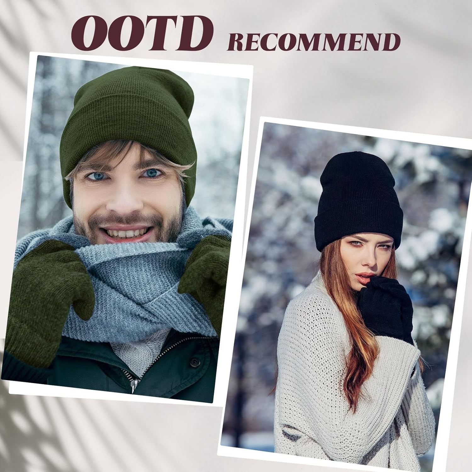 4 Pcs Winter Knit Beanie Hat and Touchscreen Gloves Set for Women Men Warm Acrylic Cap and Gloves Set - Image 5