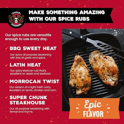 Miniatura 4 de Sauce Goddess Paquete de regalo de 4 latas de especias eleva tus aventuras culinarias con nuestra sabrosa colección de especias para frotar