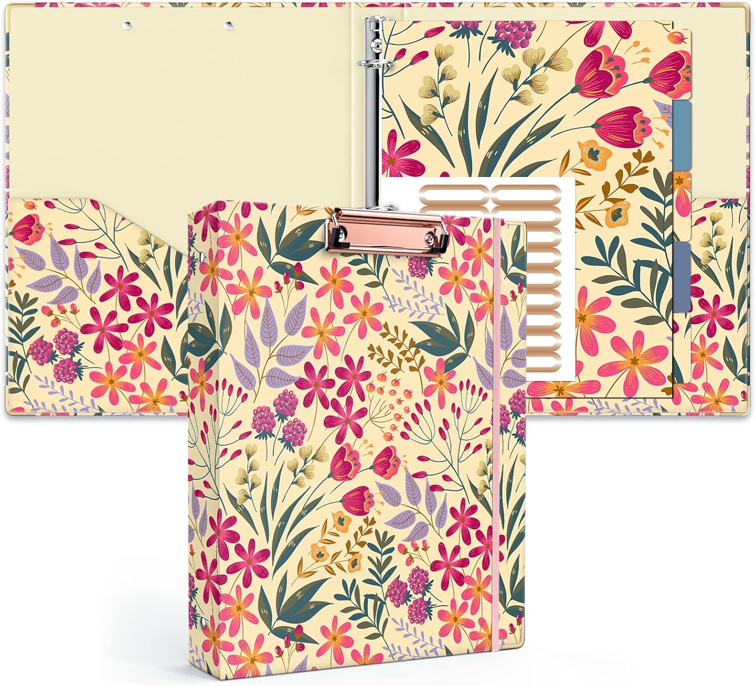 Ospelelf 3 Ring Binder 1 Inch, Cute Binder for Letter Size (11" x 8.5") with 5 Tab