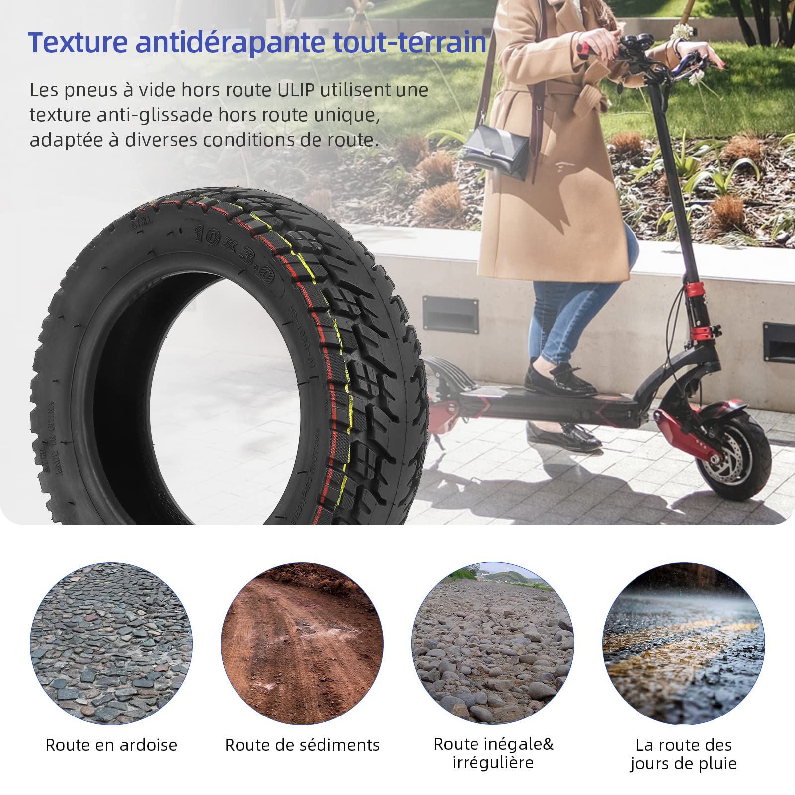 ulip neumático todoterreno de 10x3 pulgadas con neumático de tubo interno para Joyor Apollo Ghost kaabo WOLF WARRIOR MANTIS scooter 80/65-6,255*80 neumático