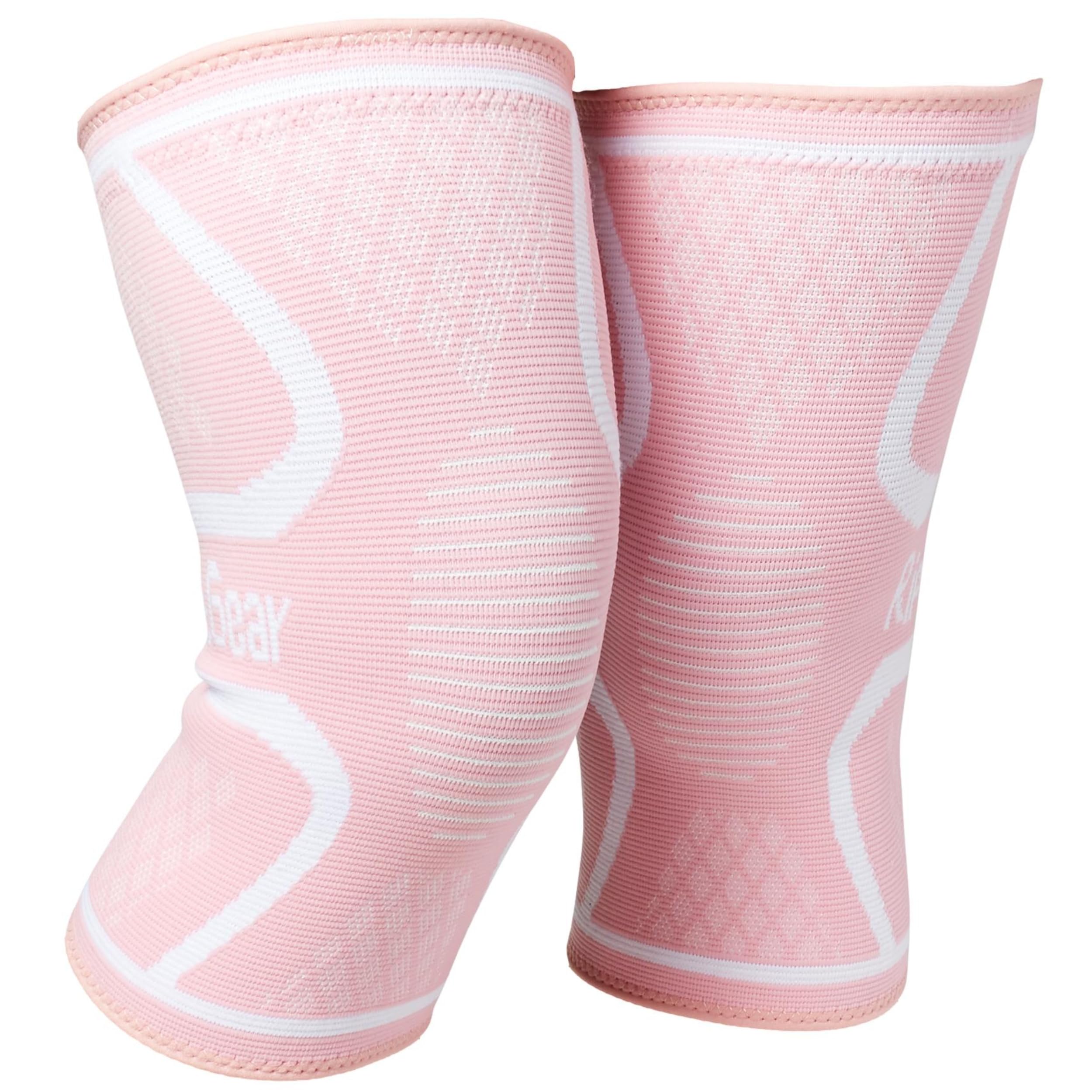 RiptGear Knee Compression Sleeve Women - Knee Support and Compression Knee Brace for Women Working Out For Pain, Running (Medium, Pink (2 Pack))