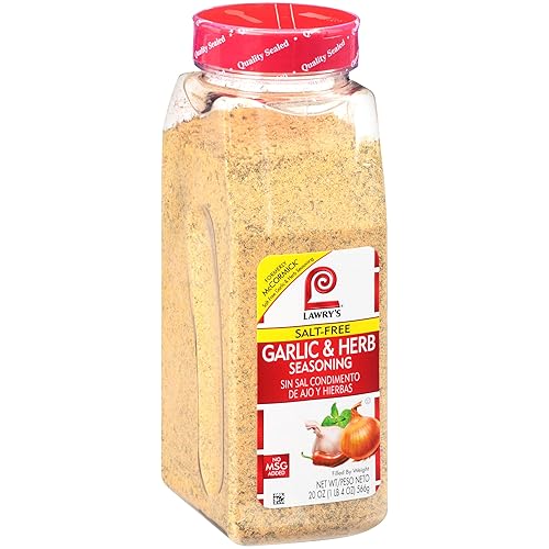 Lawrys Condimento de ajo y hierbas 20 onzas un recipiente de 20 onzas de mezcla de ajo romero albahaca y cítricos perfecto para mariscos carne de