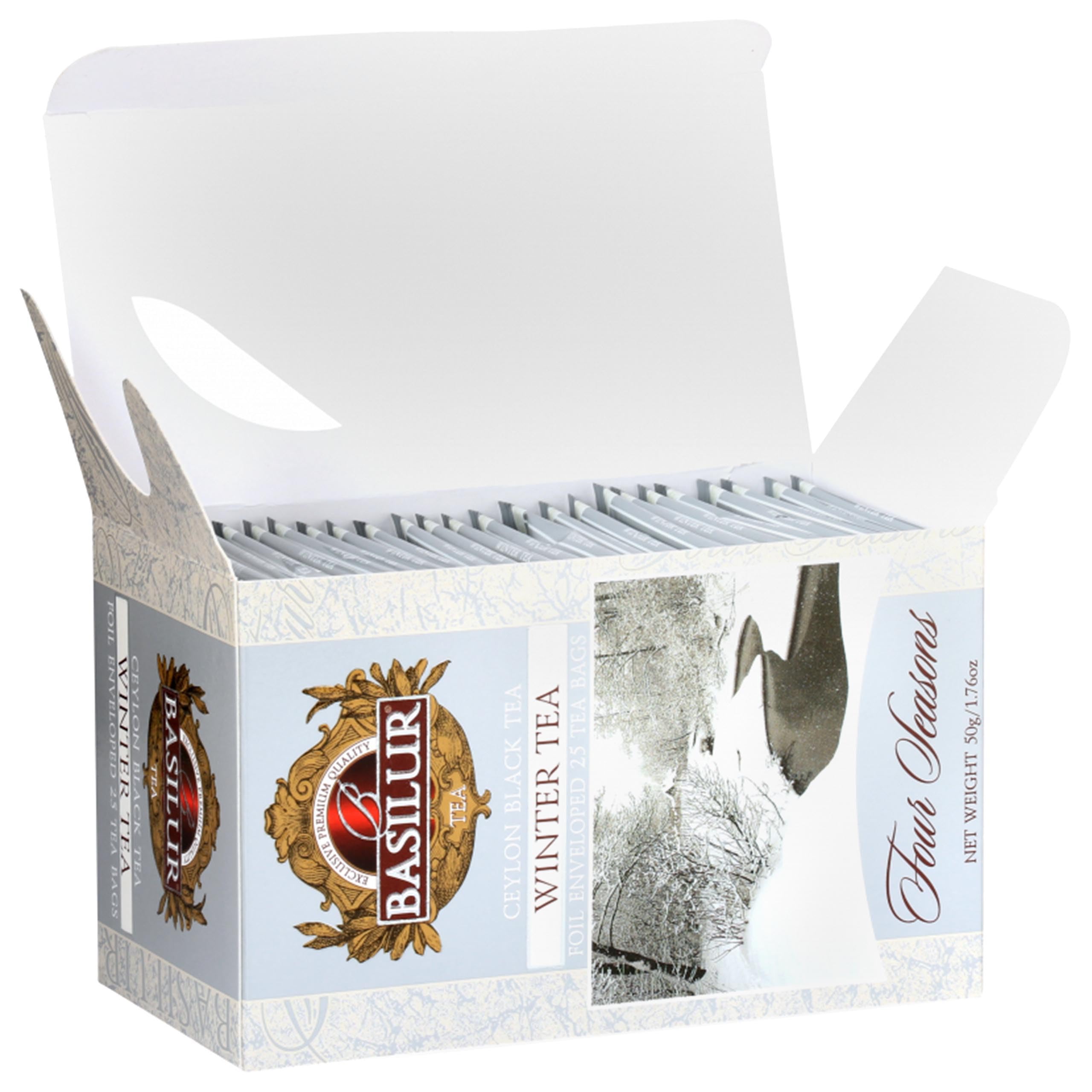 BASILUR Winter Tea- Czarna herbata cejlońska z dodatkiem owoców żurawiny w saszetkach, 25x2g, 12 paczek