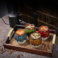 Vista 7 de Tazas de cerámica para café expreso, tazas de té pequeñas, tazas de degustación, taza mate de cerámica (2 x 3 onzas, marrón)