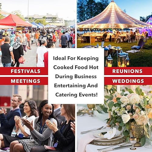 Miniatura 2 de Sterno Juego de bufé de acero inoxidable con marco plegable, 8 cuartos de galón, color plateado