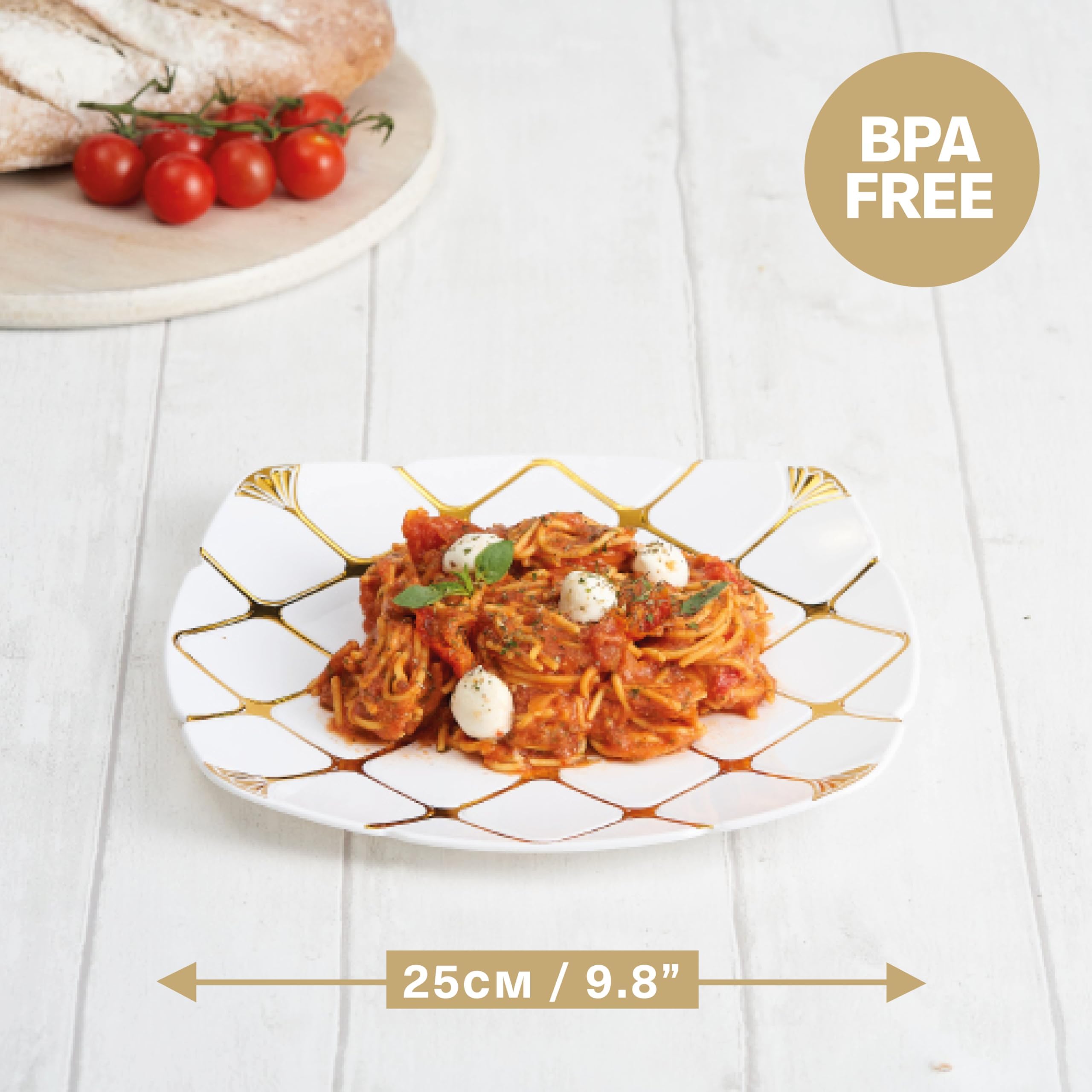 20 Piatti Quadrati In Plastica Premium Con Bordo Dorato - Eleganti, Riutilizzabili, Per Feste E Eventi - Foto 9