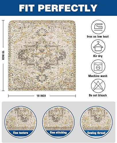 Miniatura 6 de Juego de 4 fundas para sillas de comedor, estilo bohemio, vintage, geométrico, arte abstracto, estética, fundas extraíbles para sillas de cocina,