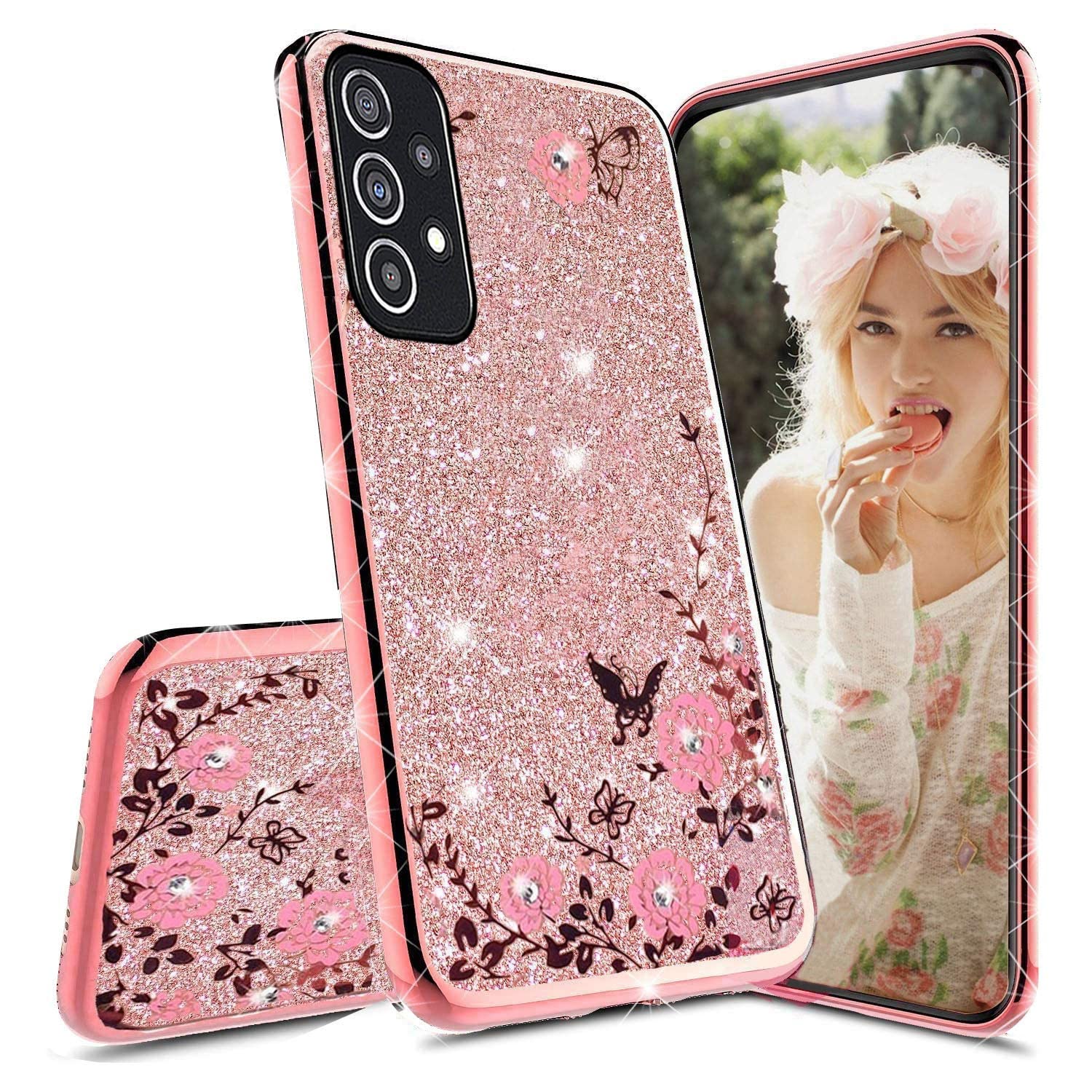 KC Back Cover for Samsung Galaxy A23 4G & Samsung Galaxy A23 5G, Crystals Side Glitter Auora Paper Bling Side 2 in 1 Soft Silicone Transparent Case (Rose Gold Pink) (B0B3MPTQCJ) Amazon Price History, Amazon Price Tracker