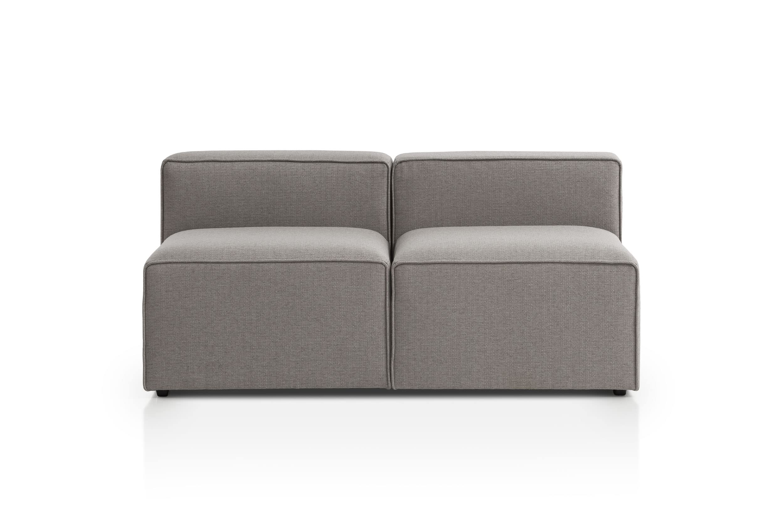 Traumnacht Genua Modular Sofa, individuell kombinierbare Wohnlandschaft, Sitzelement ohne Armteil - strapazierfähiges Möbelgewebe, produziert nach deutschem Qualitätsstandard, hellgrau
