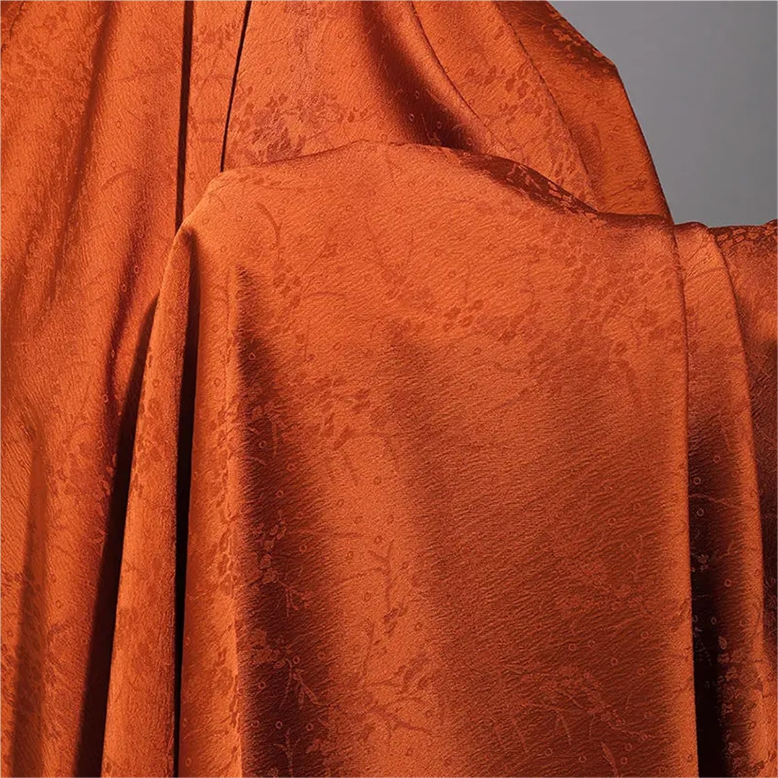 Polyester-Chiffon, Jacquardstoff mit Blumenmuster, 100 cm x 150(Orange)