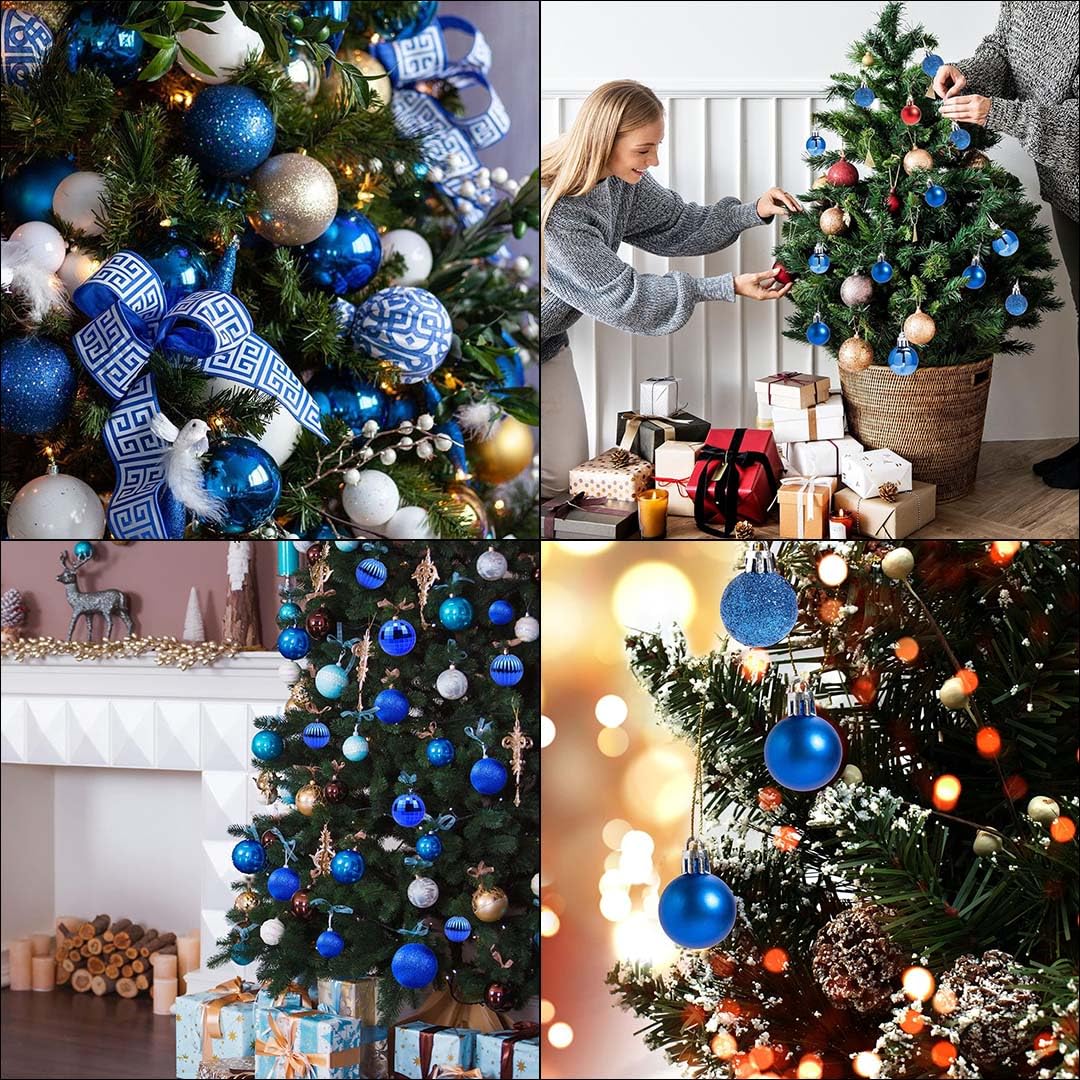 FIZZYTECH Shatterproof Christmas Balls Ornaments 6 Pcs Blue Hanging Balls Size Perfect Xmas Tree Decorations (12 CM, Pack of 6) 4
