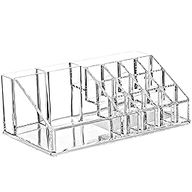 Ikee Design 5 Pcs Set Acrylic Makeup Organizer with 15 Drawers and Removable Top Lipstick Holders, Ideal for Make-up, Accessories,Enhance Your Vanity or Bathroom with Clear Design for Quick Visibility