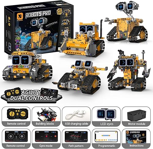Miniatura 9 de Gohero Kit de construcción de robot, juguetes STEM 5 en 1 para niños de 8 a 10 años con control remoto y aplicación, kits técnicos de robótica con