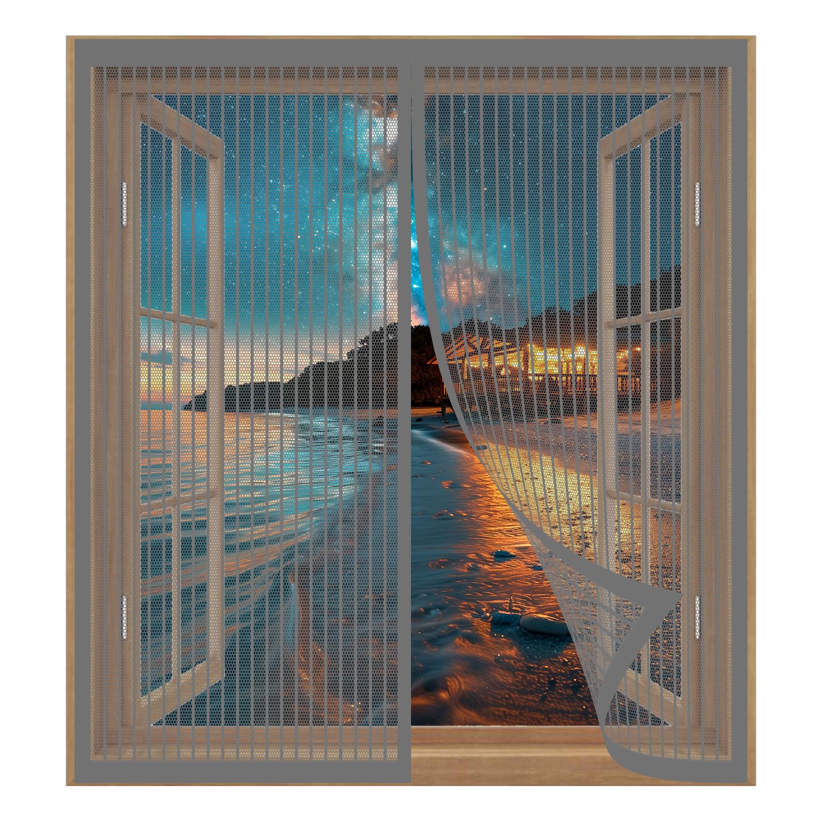 Yuanwan Grey Magnetic Fly Screen Window 113 X 140 Cm Easy Installation No Drilling Or Screwing Mesh Curtain For Windows Nets To Keep Bugs Out,