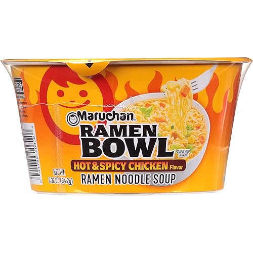Maruchan Tazón de fideos ramen con sabor a pollo picante y picante con verduras, 3.32 onzas (paquete de 12)