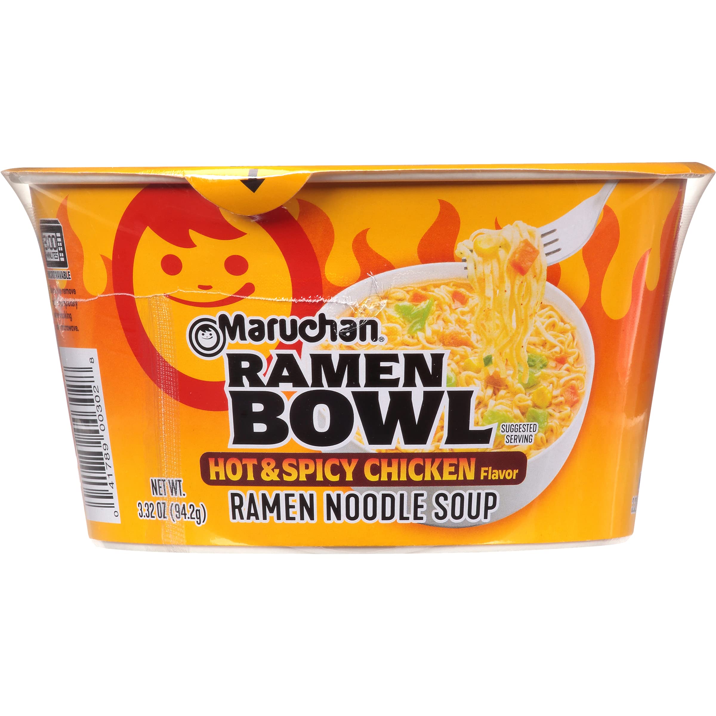 Bowl Hot & Spicy Chicken Flavor Ramen Noodles with Vegetables 3.32 OZ (Pack of 12)
