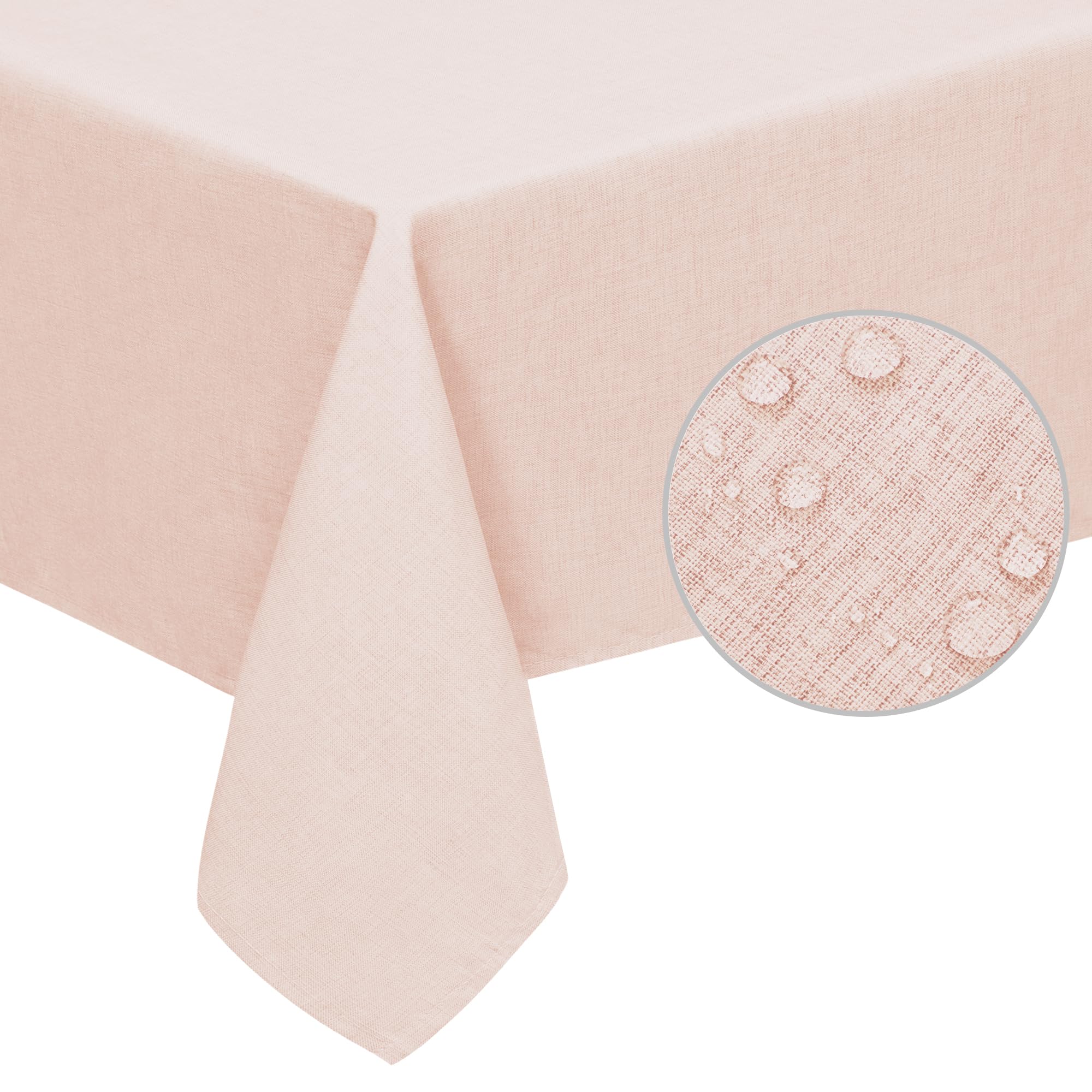 Nappe rectangulaire anti-tache en faux lin rose pour protéger la table des enfants